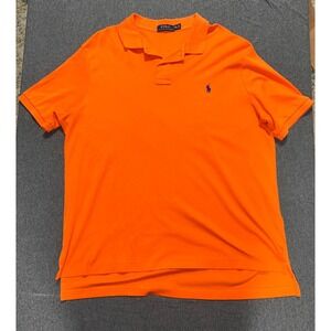Men's Polo Ralph Lauren Polo Shirt XXL  Orange Short Sleeve Blue Pony Flaws